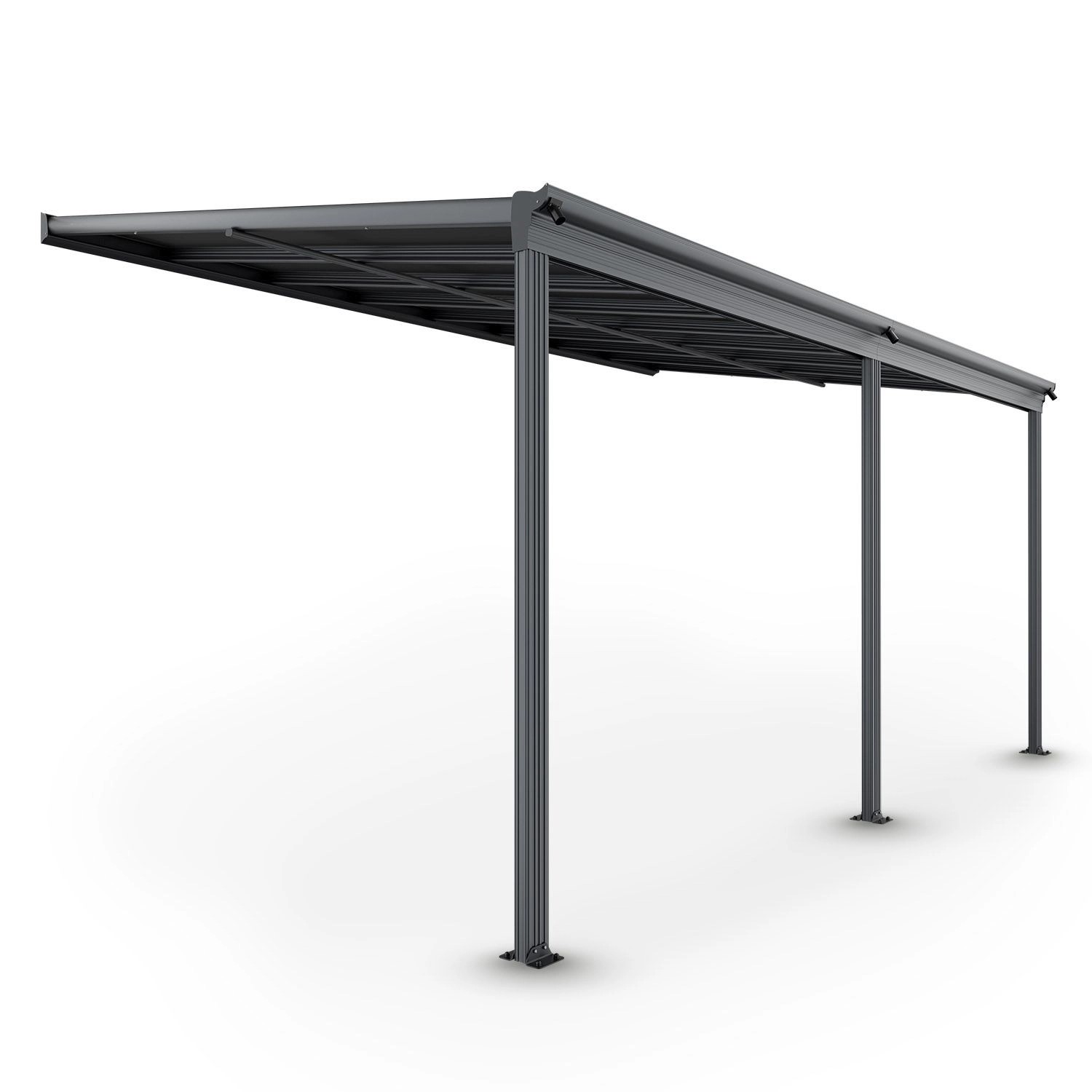 Juskys Aluminium Terrassendach Borneo 4,9x3m mit Doppelstegplatten Dunkelgr günstig online kaufen