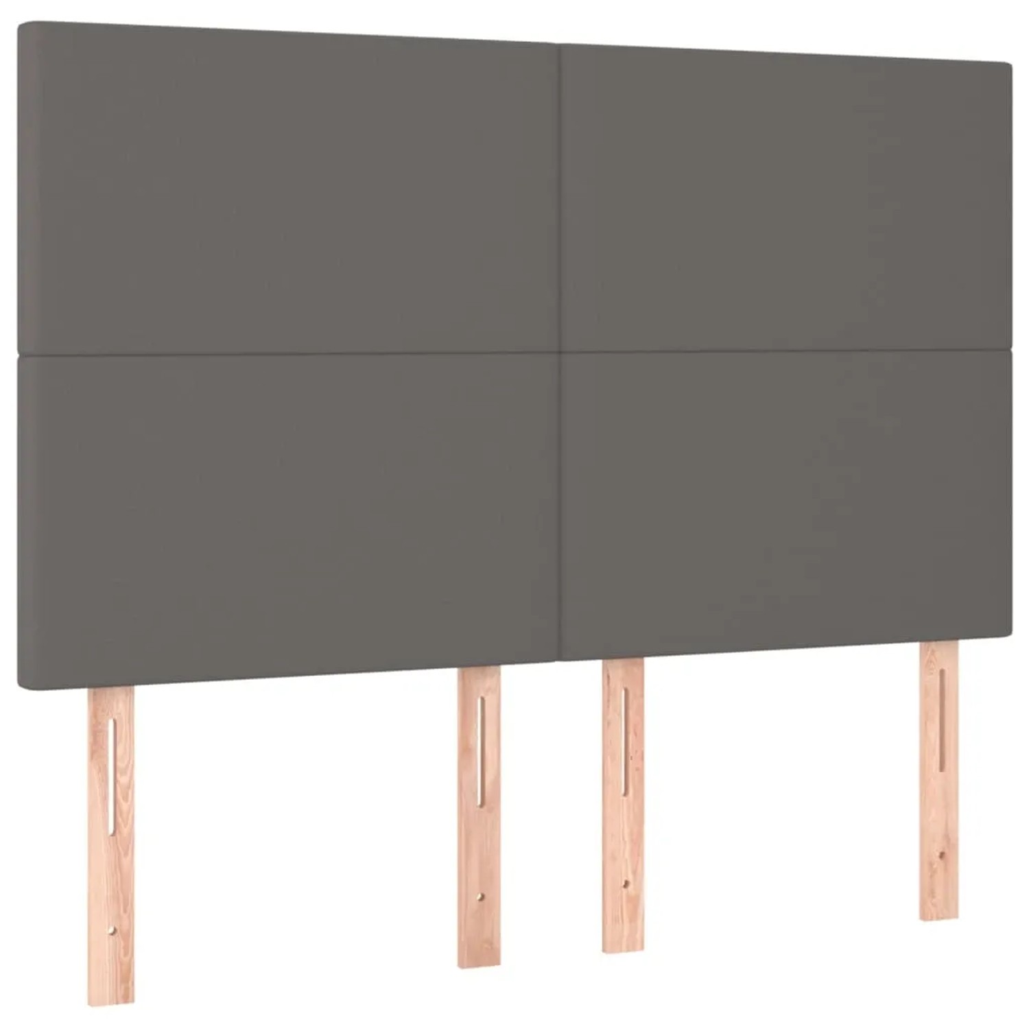Graues vidaXL Boxspringbett Kopfteil mit Holzfüßen, Kunstleder, 140x190 cm.