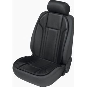 Schwarze OBI Sitzauflage Rookie aus Kunstleder für hohen Sitzkomfort im Auto.