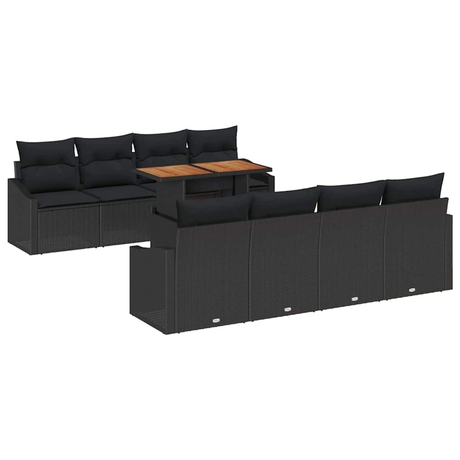 vidaXL Garten-Sofa-Set mit Speicher 9-Tlg Schwarz Poly Rattan 3358550 günstig online kaufen