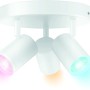 Weiße WIZ Deckenleuchte Imageo mit 3 Spots, farbigen LED-Lampen und verstellbaren Köpfen.