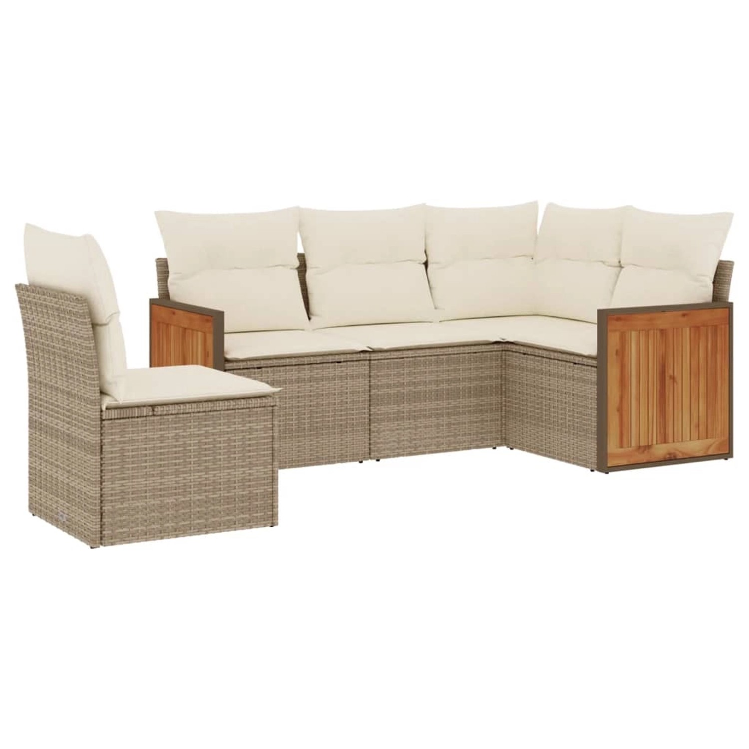 vidaXL 5-Tlg Garten-Sofagarnitur mit Kissen Beige Poly Rattan 3227654 günstig online kaufen