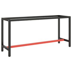 Werkbankgestell in Schwarz und Rot (170x50x79 cm) aus Metall. Tischgestell für Werkbank.