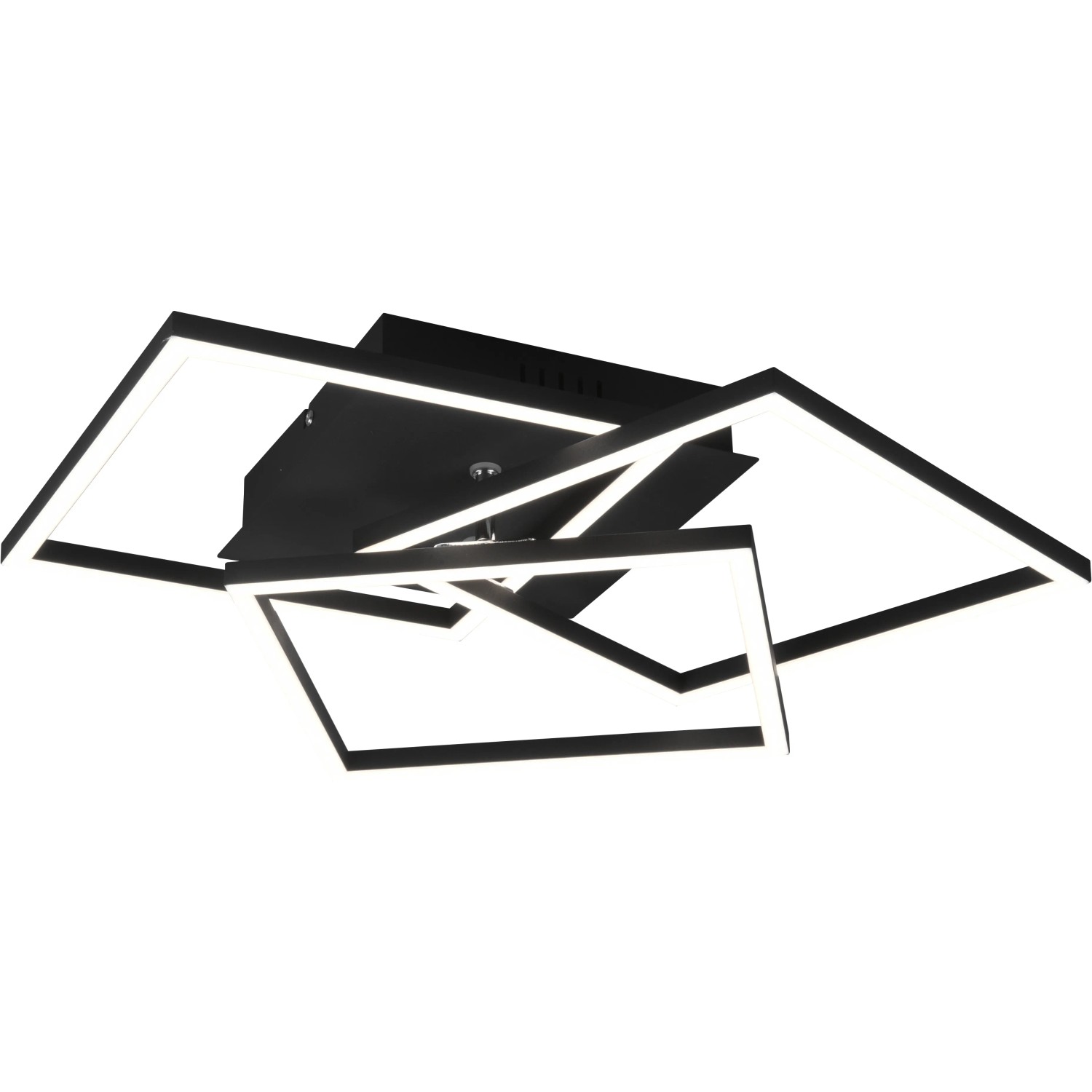 Dimmbare LED-Deckenleuchte Mobile, 28W, schwarz matt, mit geometrischen Formen.