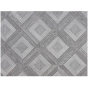 PVC-Bodenbelag Oakland Versailles Eiche Grau Muster mit geometrischem Design.