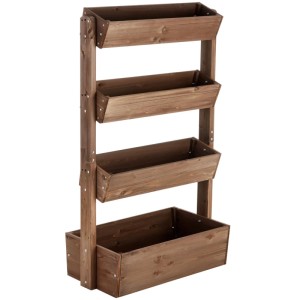 Tectake Vertikalbeet Flora 4 Etagen  Die Oberen 3 Mit Schrägstellfunktion Lackiertes Tannenholz 85 x 45 x 140 cm 45 x 85 x 140 cm Braun
