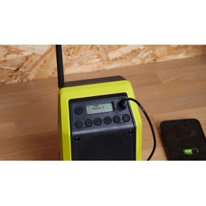 Ryobi Akku-Radio RRDAB18-0: Bluetooth, DAB+, USB-Ladefunktion für Akkugeräte, Teil des One+ Systems.