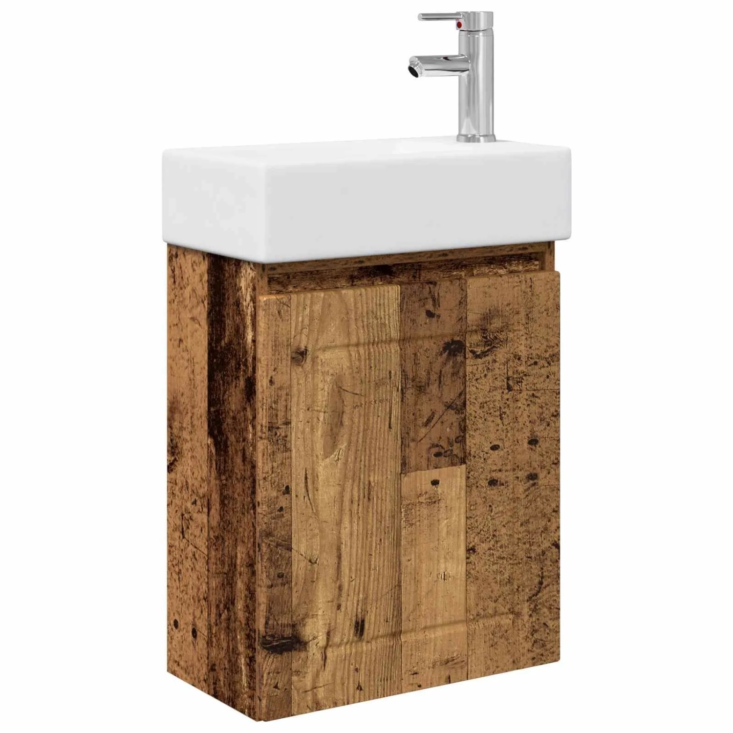 vidaXL Badezimmer Waschtischunterschrank mit Wasserhahn Altholz 889499