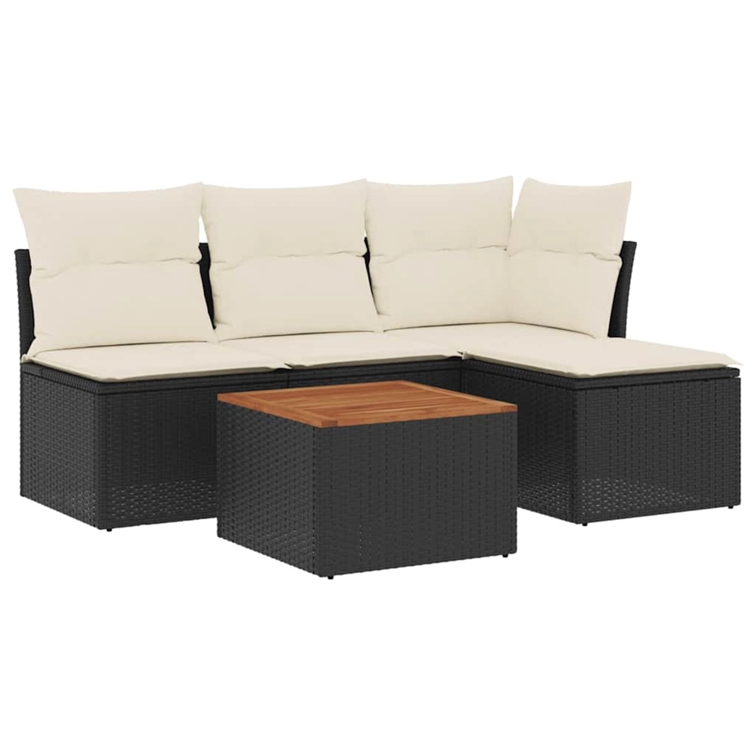 vidaXL 5-Tlg Garten-Sofagarnitur mit Kissen Schwarz Poly Rattan 3255923 günstig online kaufen