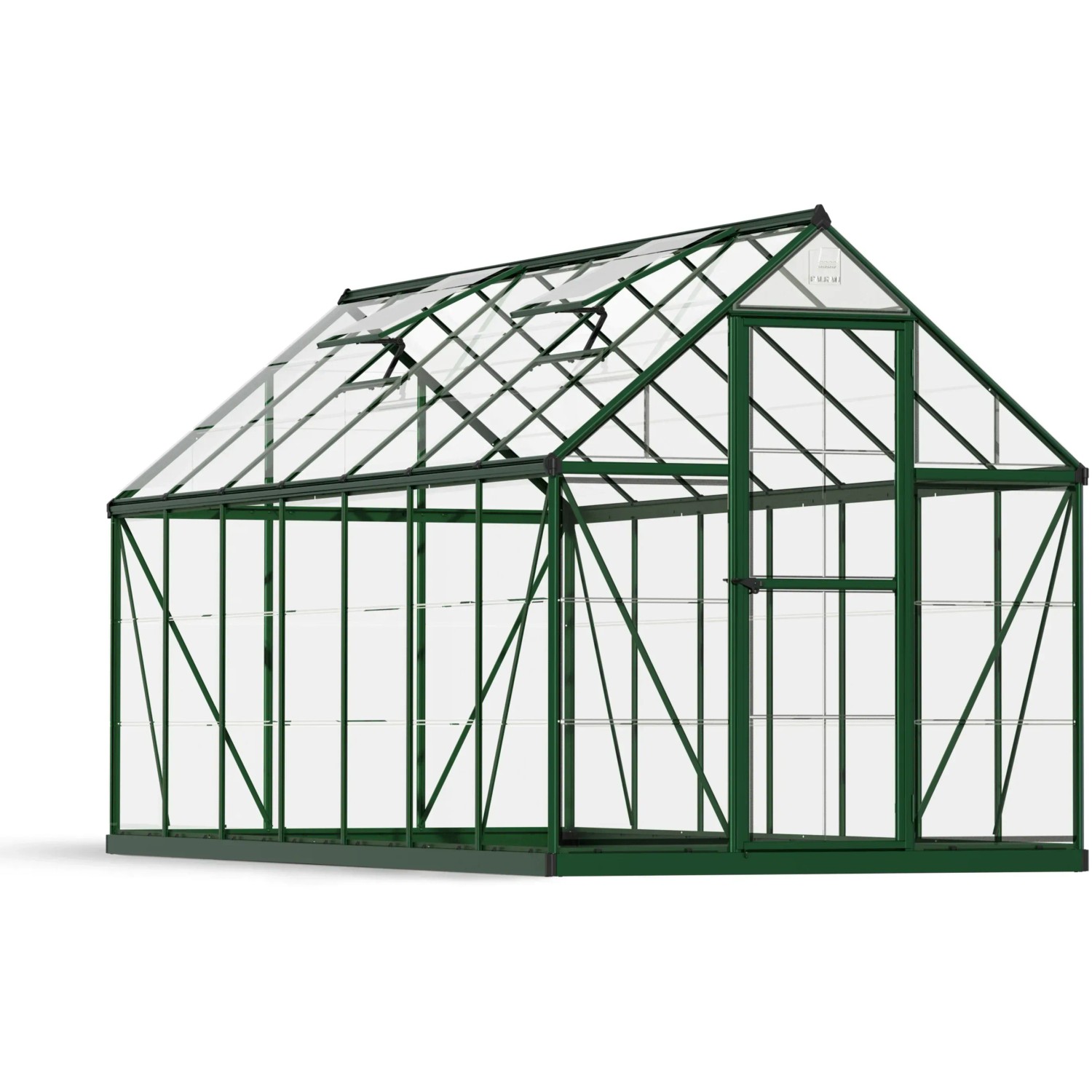 Palram Canopia Gewächshaus, 7,9 m², grün, mit Fundamentrahmen. Ideal für Pflanzenaufzucht.