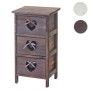 MCW Kommode Sues Braun aus Paulowniaholz mit 3 Schubladen, Herzornamenten und karierten Bändern. Rustikaler Shabby-Chic Look.