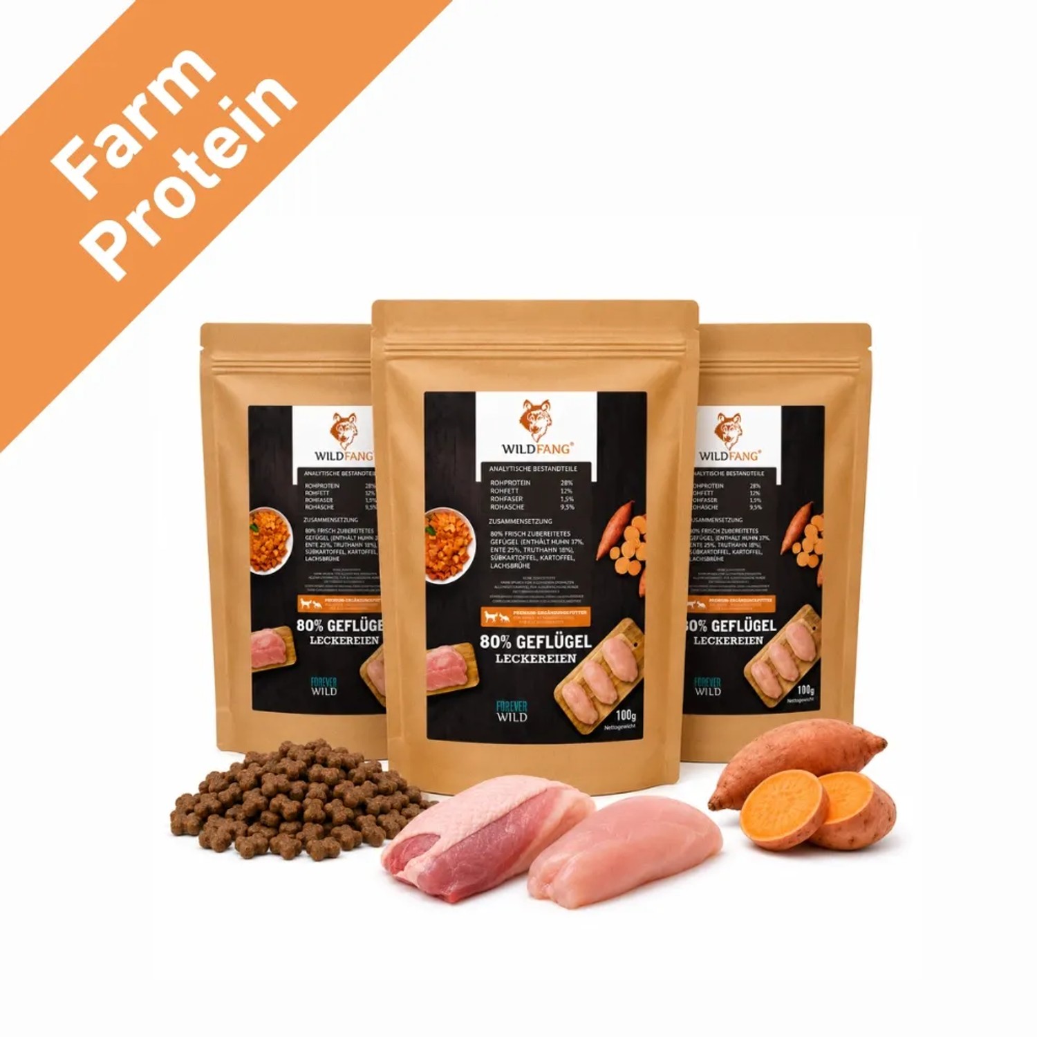 Wildfang Snacks mit 80% Geflügel Getreidefrei 3 x 70 g
