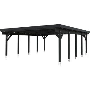 Kiehn-Holz Doppelcarport KH 331, Holzkonstruktion in Anthrazit mit Stahl-Dacheindeckung.