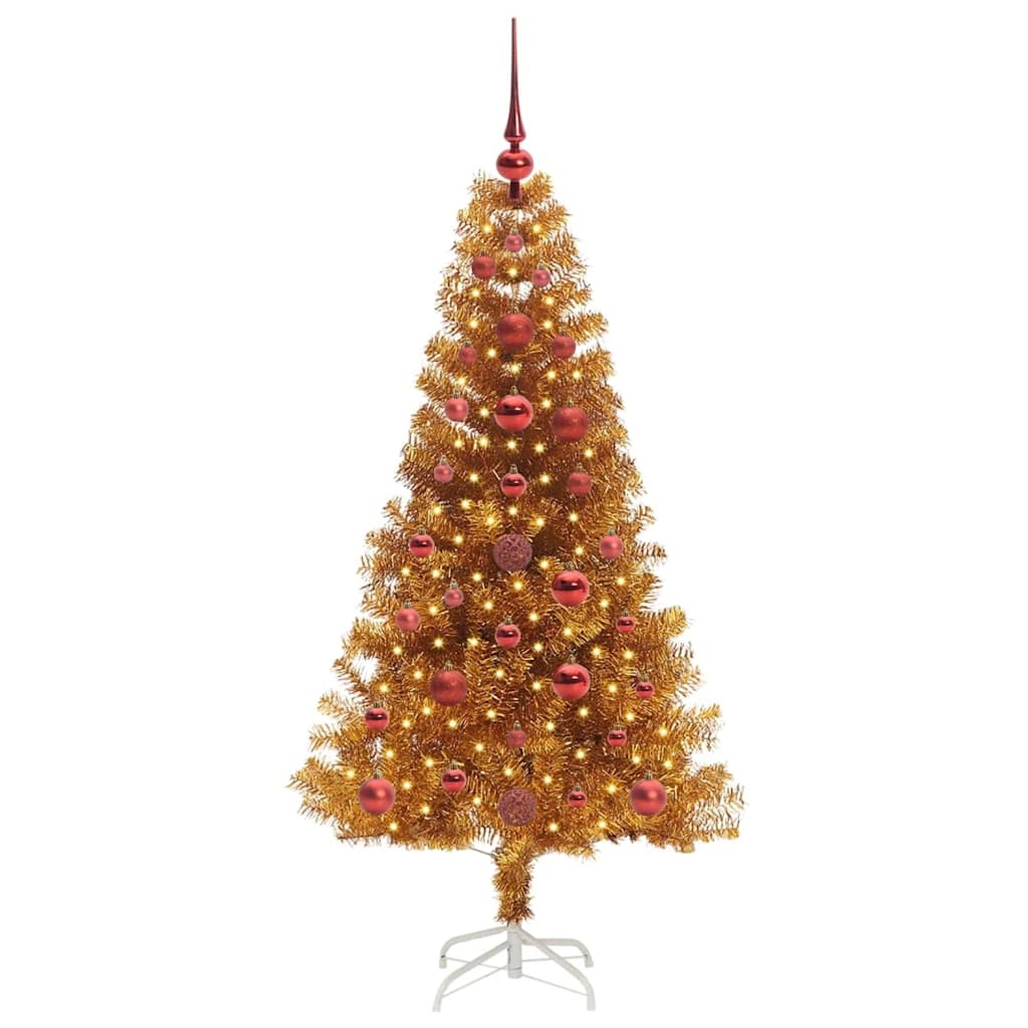 vidaXL Weihnachtsbaum mit 150 LEDs mit Ständer Gold 120 cm PET 3396603