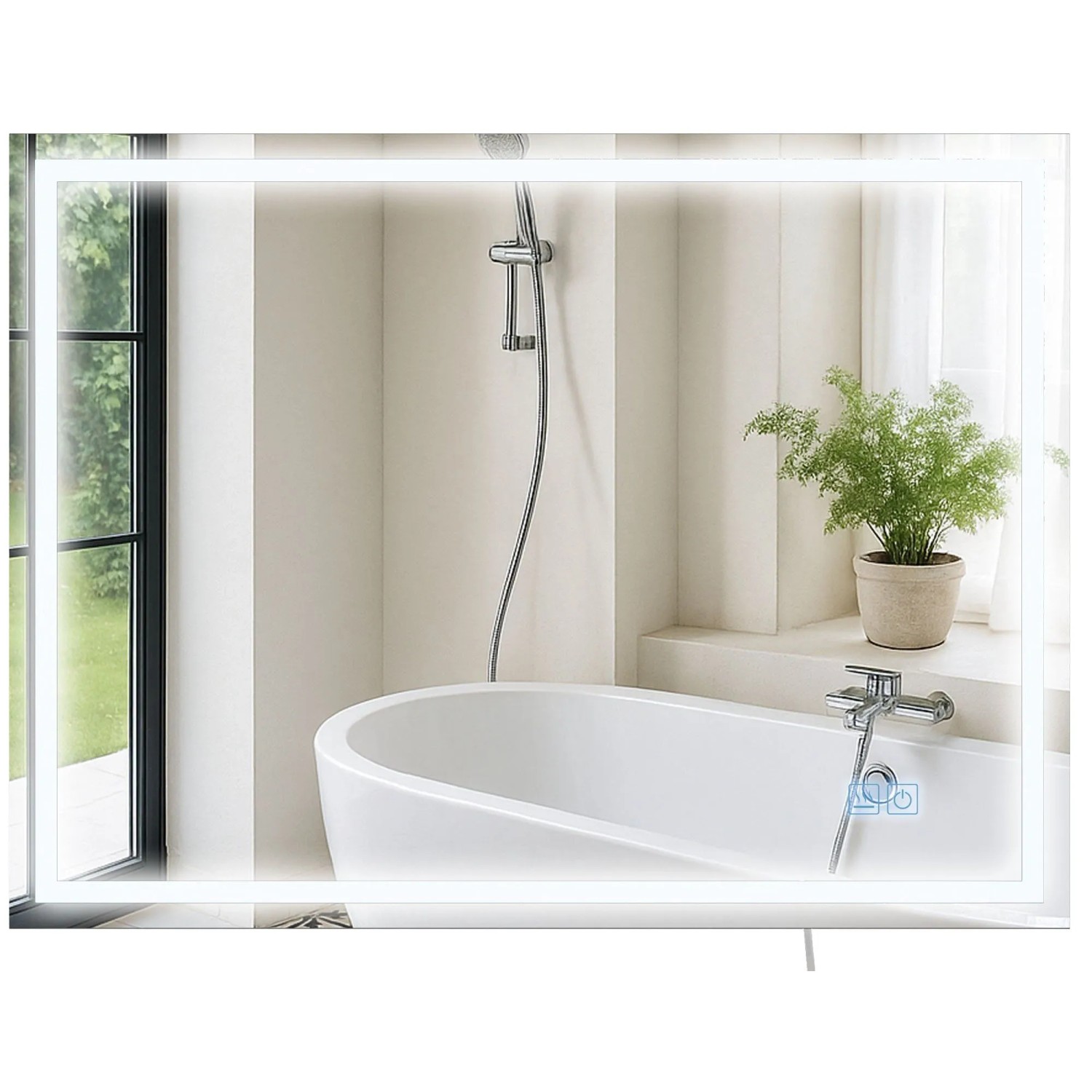 DELUKE Badspiegel GRAZ 60x80 mit Bluetooth 80x3,5x60cm Glas Klarglas Badezimmerspiegel Wandspiegel