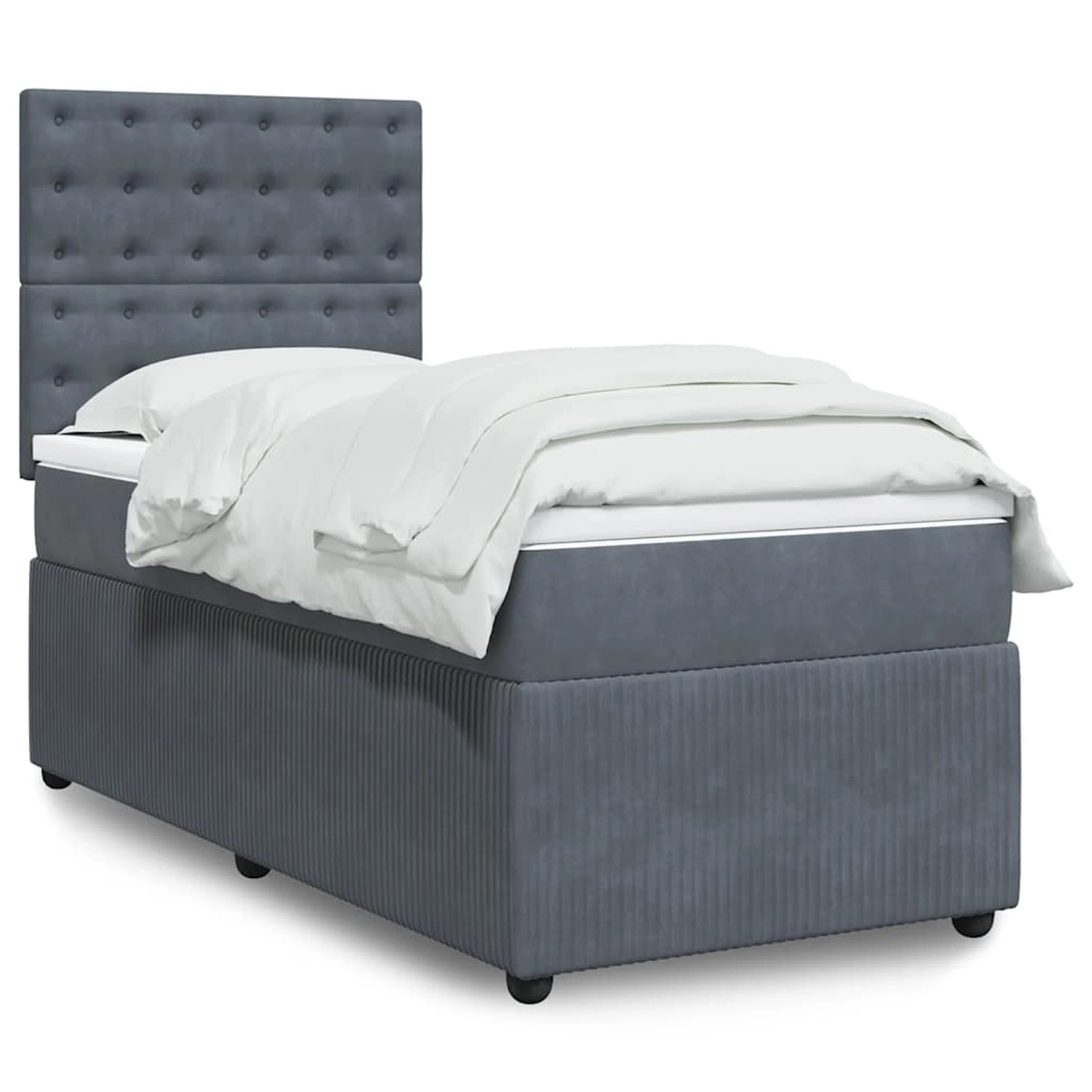 vidaXL Boxspringbett mit Matratze Dunkelgrau 90x200 cm Samt 3294551 günstig online kaufen