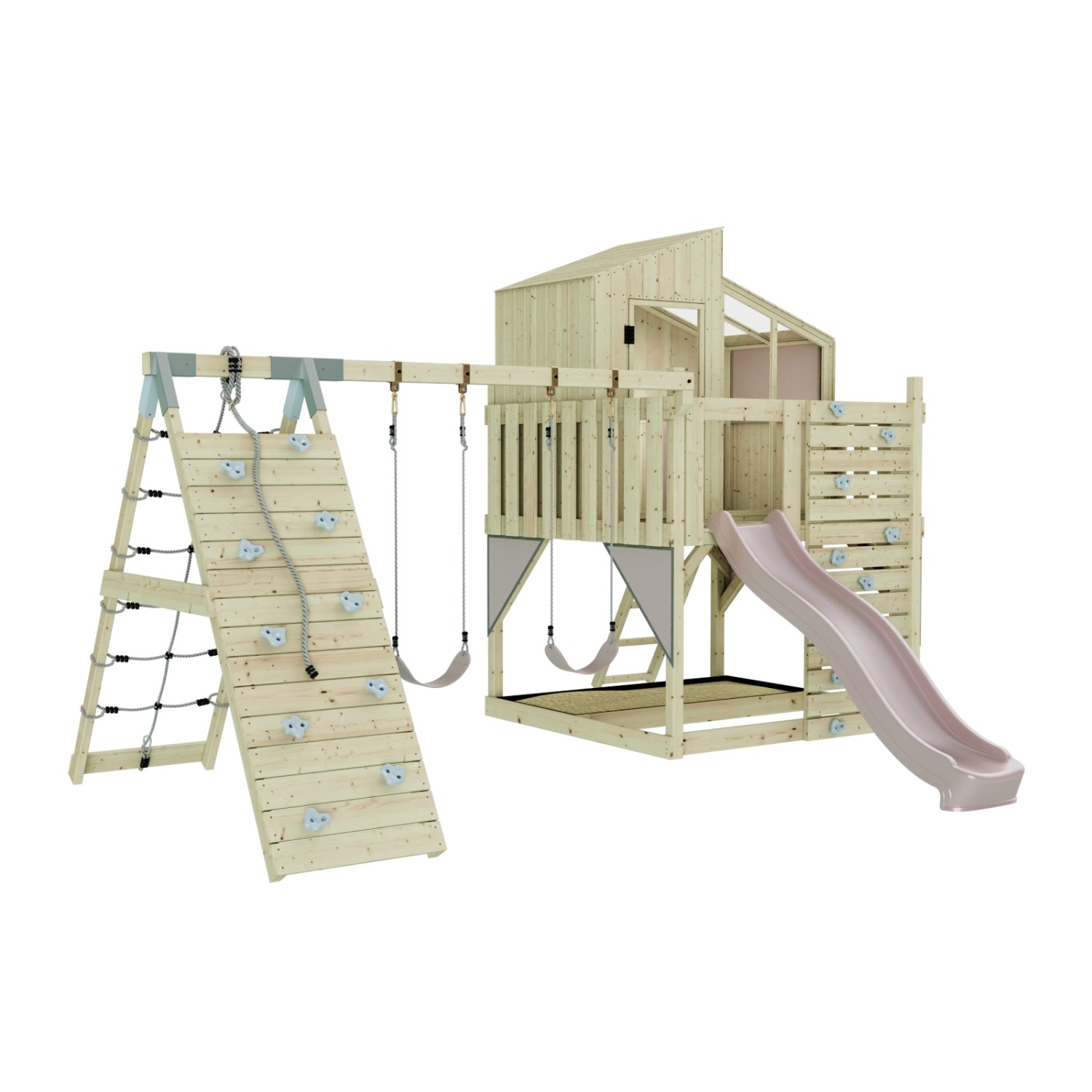 OutdoorToys Spielturm Finn mit Kinderschaukel Altrosa günstig online kaufen