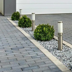 Dapo Außen Sockel Wegeleuchte Lisa mit Bewegungsmelder und LED Ring Silber Edelstahl E27 IP44