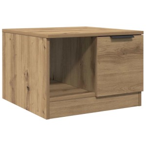 Quadratischer Couchtisch Artisan-Eiche aus Holzwerkstoff mit offenem Fach und Tür. Praktischer Kaffeetisch.