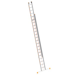 Layher Seilzugleiter Topic 1037 mit Quertraverse, 2x18 Sprossen, für hohe Reichweiten.