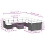 vidaXL Garten-Sofagarnitur, 12-teilig, schwarz, Poly Rattan, mit Kissen. Gartenmöbel Set mit Tisch und Hockern.
