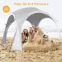 Costway Partyzelt/Pavillon am Strand mit Familie und Sandburg. Camping & Zubehör.