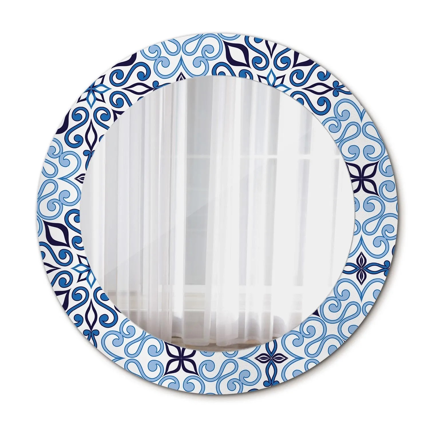 Tulup Spiegel mit Motivdruck Blaues arabisches Muster 60x60 cm Runder Spieg günstig online kaufen