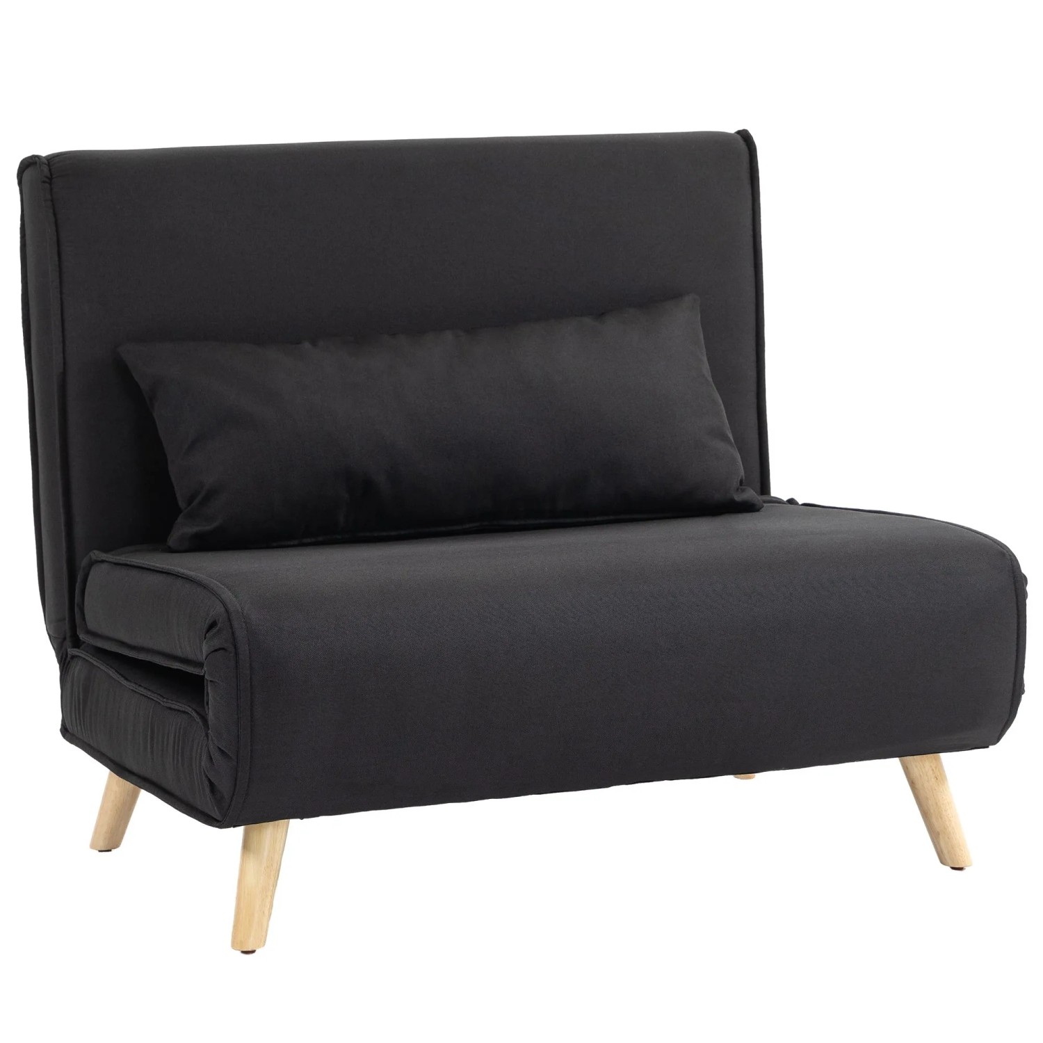 HOMCOM Sessel Einzelsofa Schlafsofa verstellbar Rückenlehne Liege schwarz (Schlafsessel, 1-St., Klappsessel), für Wohnzimmer, Schwarz