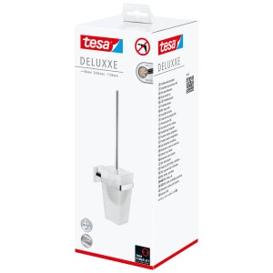 Tesa WC-Bürstengarnitur Deluxxe Chrom, Wandmontage ohne Bohren, modernes Bad-Accessoire.