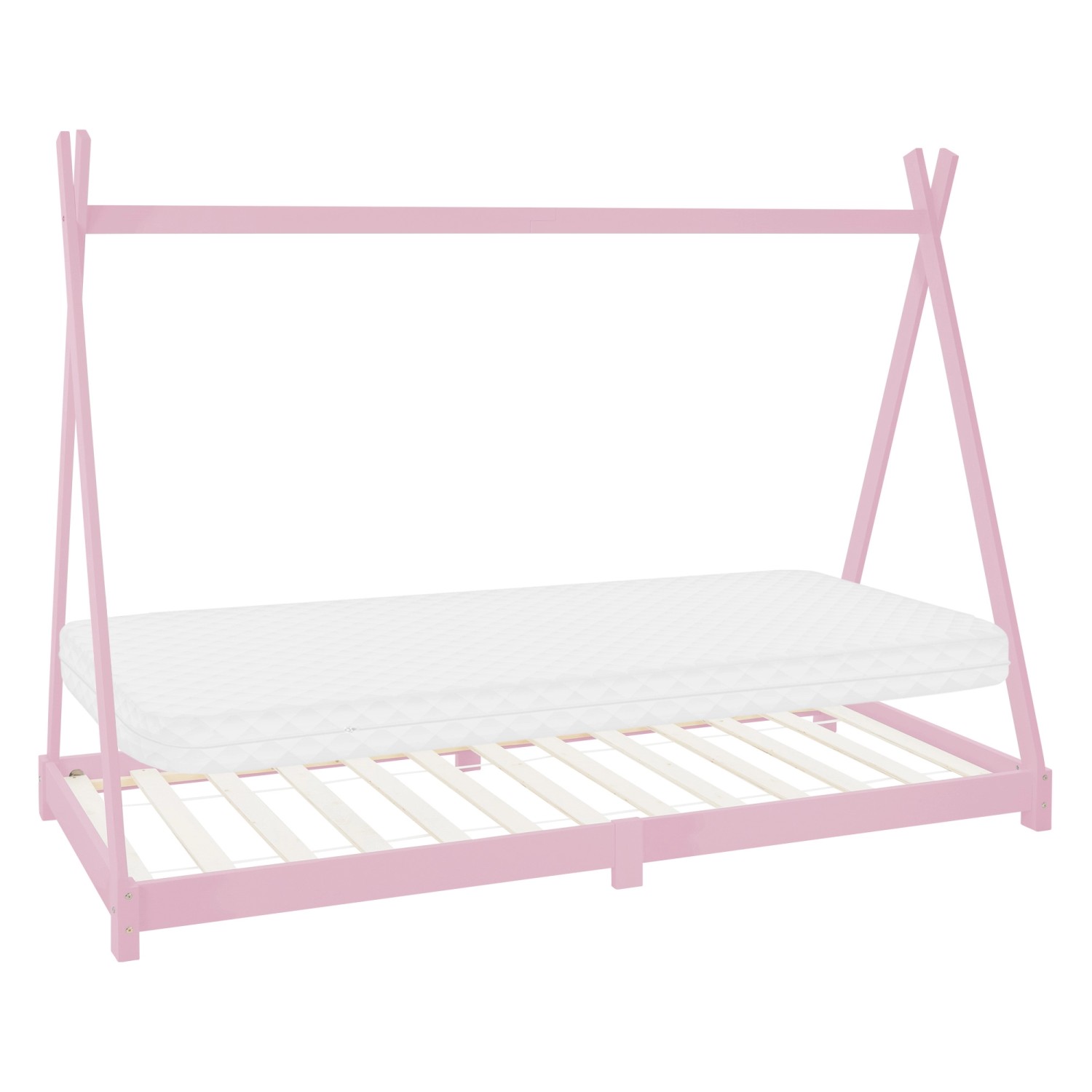 ML-Design Kinderbett Tipi 90x200 cm Rosa mit Matratze H10cm Lattenrost