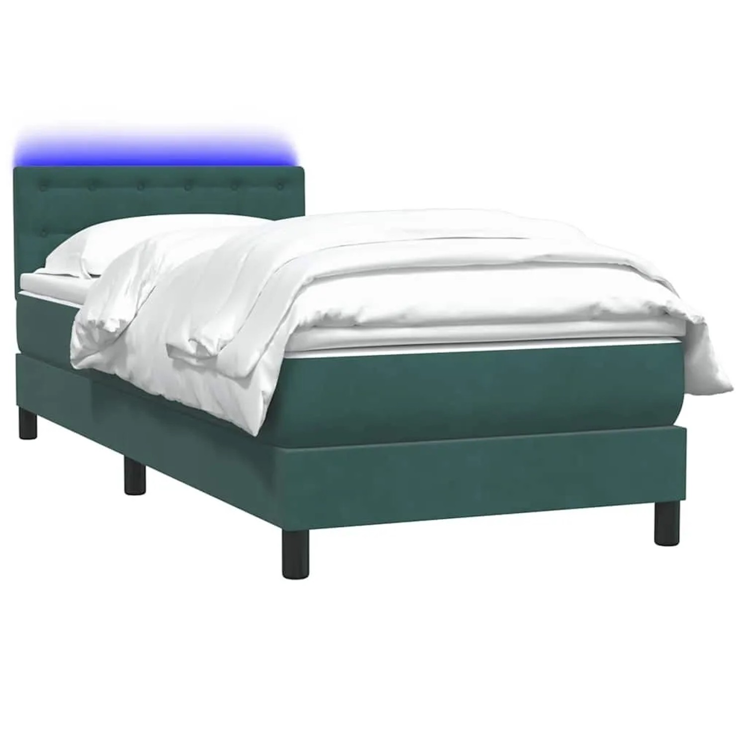 vidaXL Boxspringbett mit Matratze & LED Dunkelgrün 80x220 cm Samt 3317292 günstig online kaufen