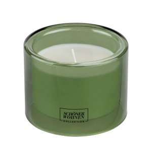 Schöner Wohnen Duftkerze Basil im grünen Glas, Ø 9,5 cm. Kerze mit Basilikum-Duft.