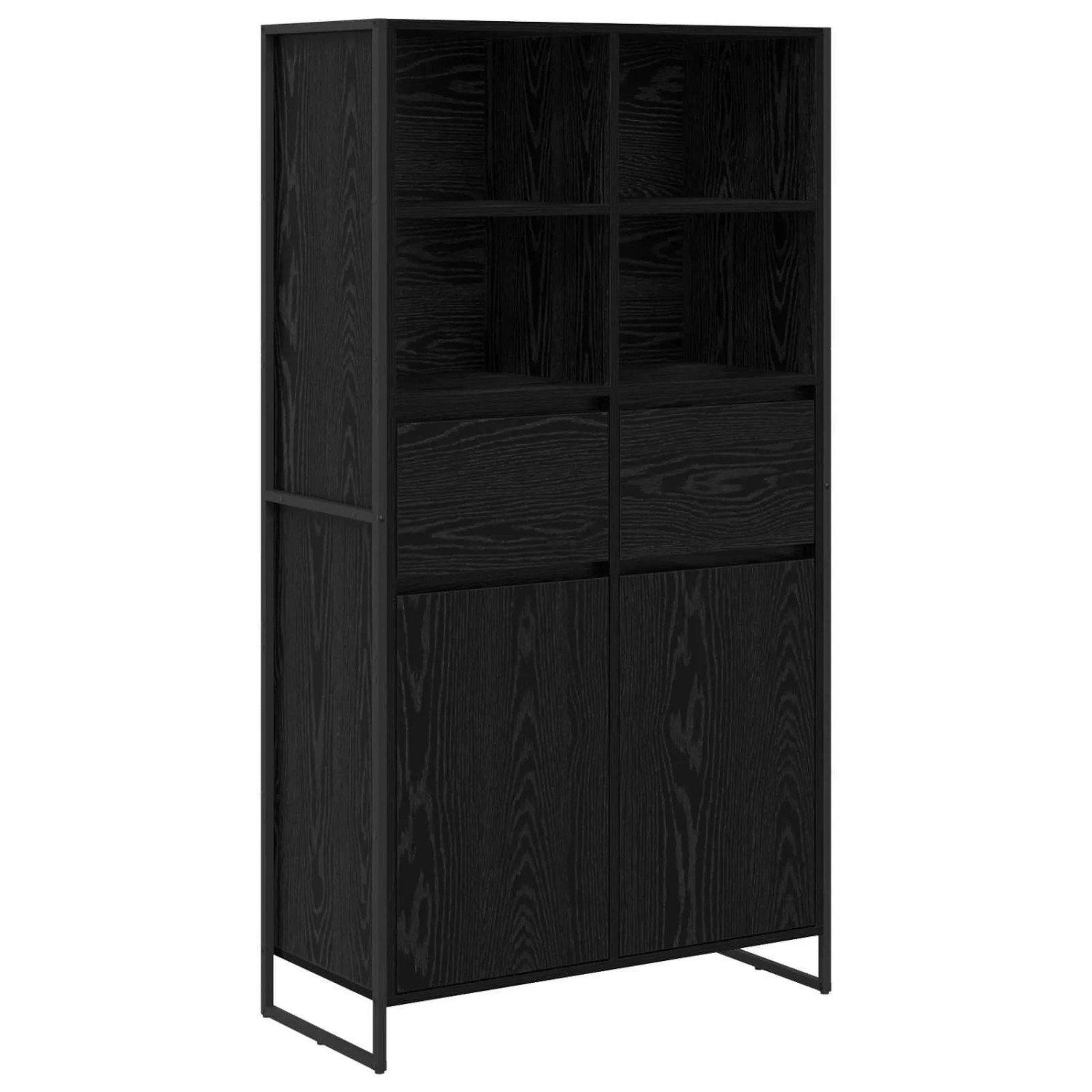 vidaXL Sideboard 2-Tlg Schwarz Eichen-Optik 81 x 36 x 150,5 cm 3403034 günstig online kaufen