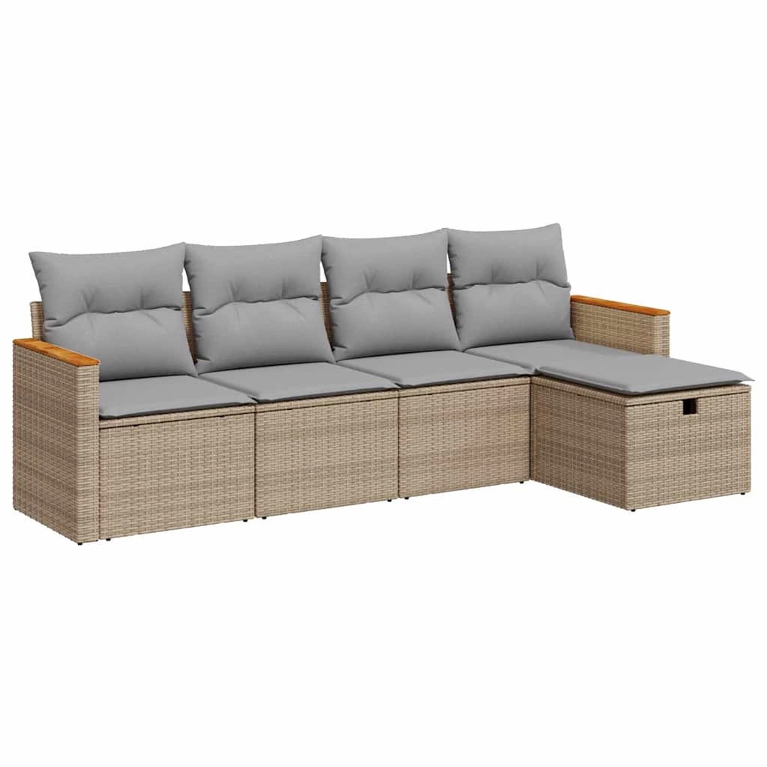 vidaXL 5-Tlg Garten-Sofagarnitur mit Kissen Beige Poly Rattan 3325902 günstig online kaufen