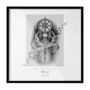 Schwarzer Tulup Bilderrahmen 50x50 cm mit Motiv "Life is a beautiful adventure" für Wandbilder.