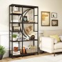 Costway Geometrisches Bücherregal Holz & Metall Braun 100 x 30 x 177 cm_6