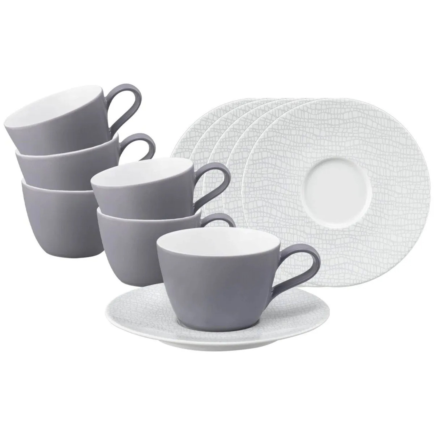 Seltmann Weiden Life Fashion Kaffeetasse mit Untertasse 6er Set Elegant Grey