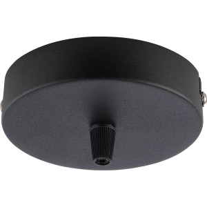 Schwarzer, runder Lampen-Baldachin, 1-flammig, für individuelle Lampen-Gestaltung.