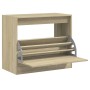 Schuhschrank Sonoma-Eiche mit Klappe, Holzwerkstoff, 80x42x69 cm. Schuhkipper für Flur und Eingangsbereich.