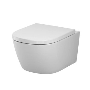 Weißes AM.PM Libre Wand-WC spülrandlos mit geschlossenem Duroplast Softclose-Sitz für moderne Bäder.