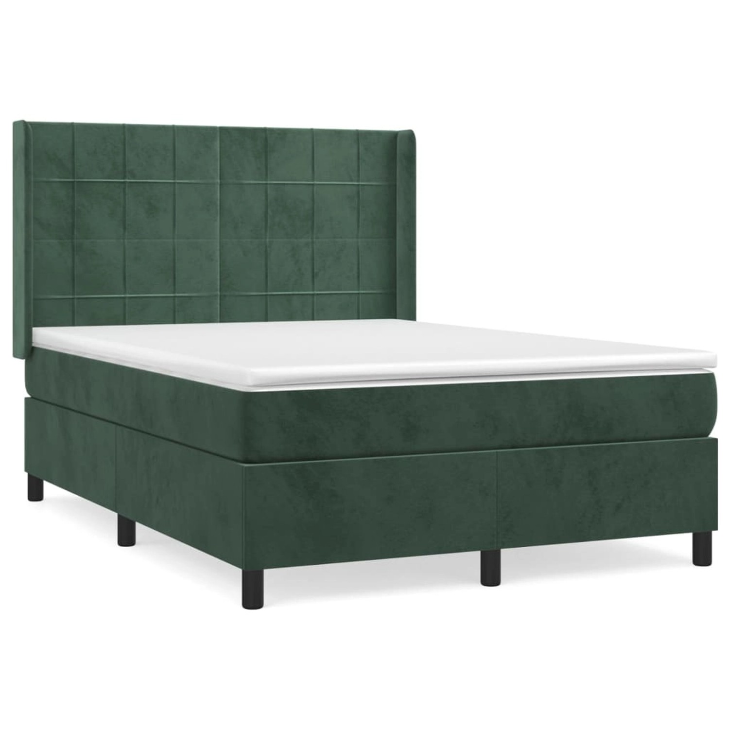 vidaXL Boxspringbett mit Matratze Dunkelgrün 140x190 cm Samt 3132678 günstig online kaufen