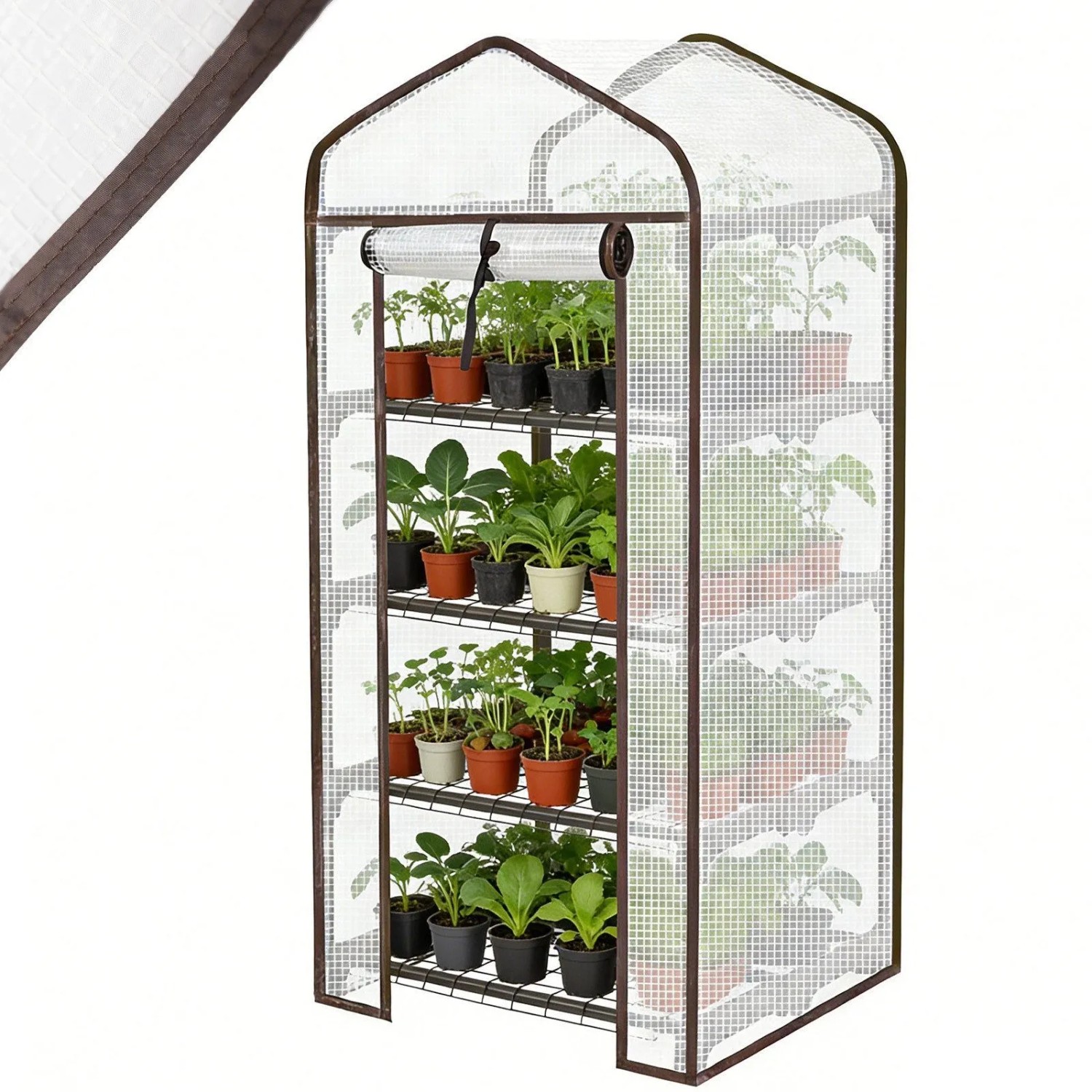 Sekey Tomatengewächshaus Foliengewächshaus Gewächshaus Balkon Garten Winterfest 50x45x130cm 4 Etagen Flexible Pflanzhöhe UV-Schutz Tomatenhaus