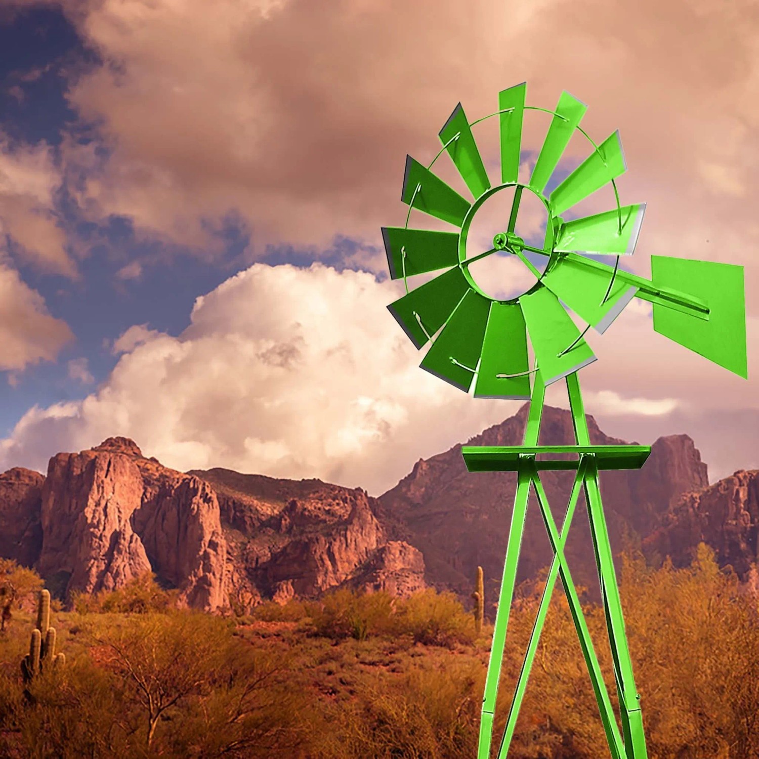 Wiltec Windrad Mit 245Cm Höhe Windmühle In Grün Windspiel Gartendeko Rankhilfe_2