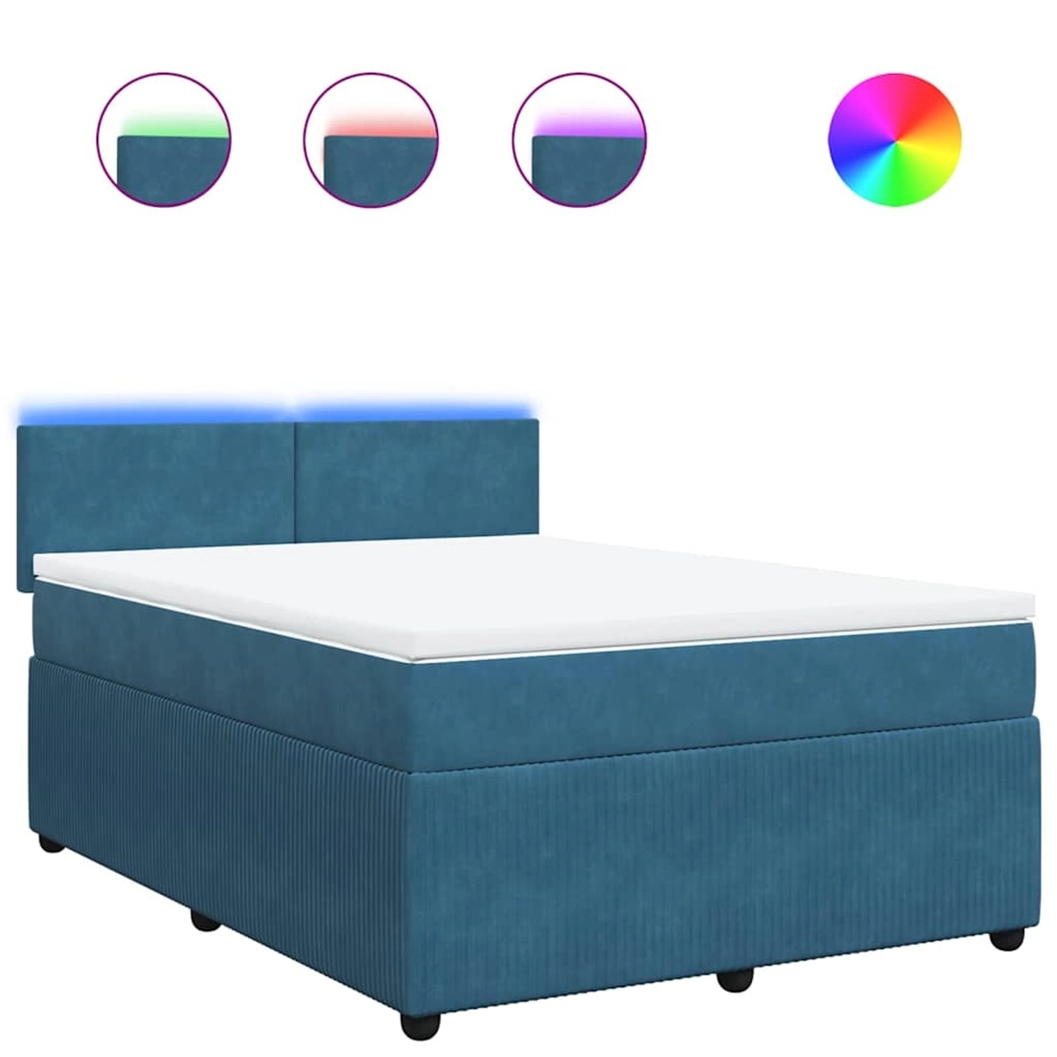 vidaXL Boxspringbett mit Matratze Blau 140x190 cm Samt 3290032 günstig online kaufen