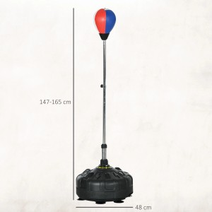 SPORTNOW Punchingball, rot/schwarz, höhenverstellbar (147-165cm), mit Stahlständer und befüllbarem Fuß.