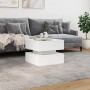 Weißer vidaXL Couchtisch mit LED-Leuchten, 50x50x40 cm, im modernen Wohnzimmer vor grauem Sofa.