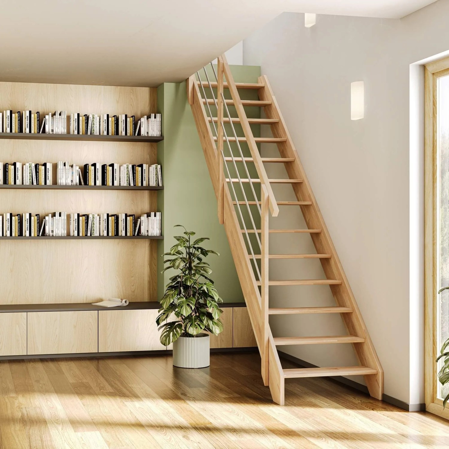 Treppen Intercon Raumspartreppe Palermo Holztreppe Buche Naturbelassen Treppenbreite 73 cm Geschosshöhe Bis Max. 280 cm
