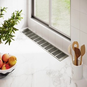 Eloxiertes Aluminium Lüftungsgitter 100x1000mm in Edelstahloptik für optimale Luftzirkulation.