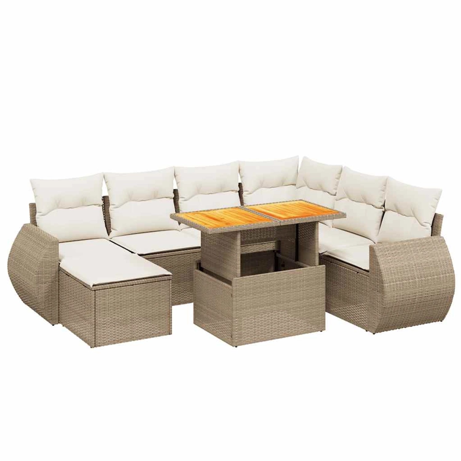 vidaXL 8-Tlg Garten-Sofagarnitur mit Kissen Beige Poly Rattan 3275830 günstig online kaufen
