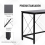 Detailansicht: HOMCOM Computertisch L-Form, schwarzer Winkelschreibtisch mit Stahlrahmen und Holzmaserung.